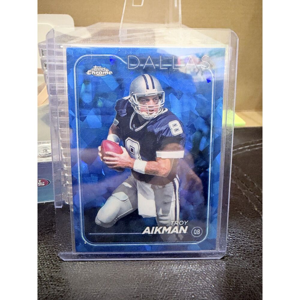 2024 Topps Chrome Troy Aikman Blue Sparkle #37 Dallas Cowboys
